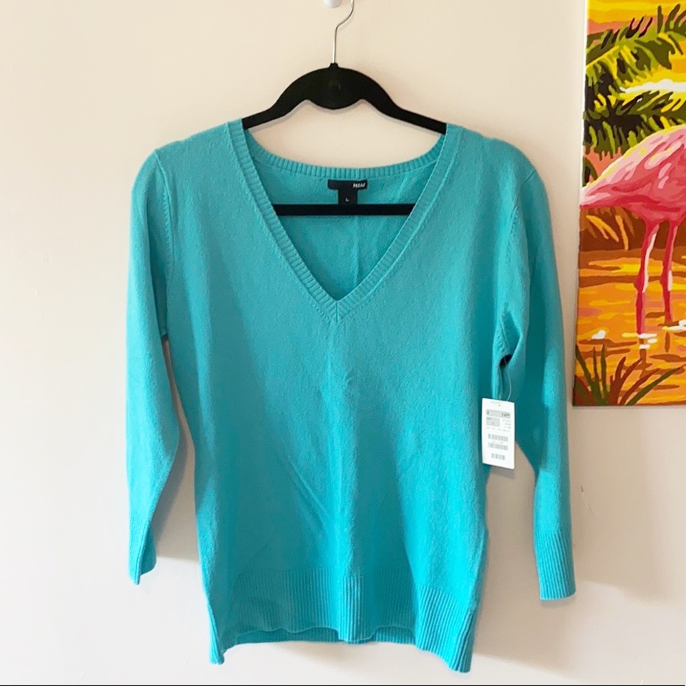 H&M Aqua V Neck Knit
